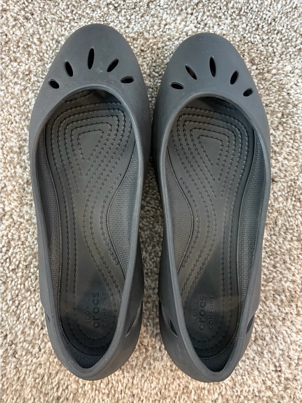 CROCS Women's Black Slip-On Ballet Flats